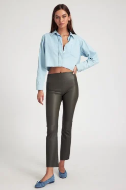 Ankle Flare Leather Pant