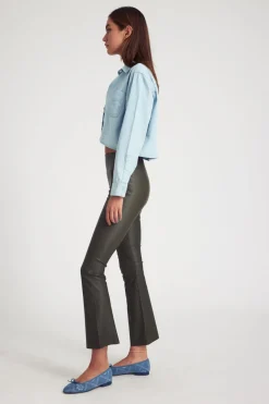 Ankle Flare Leather Pant