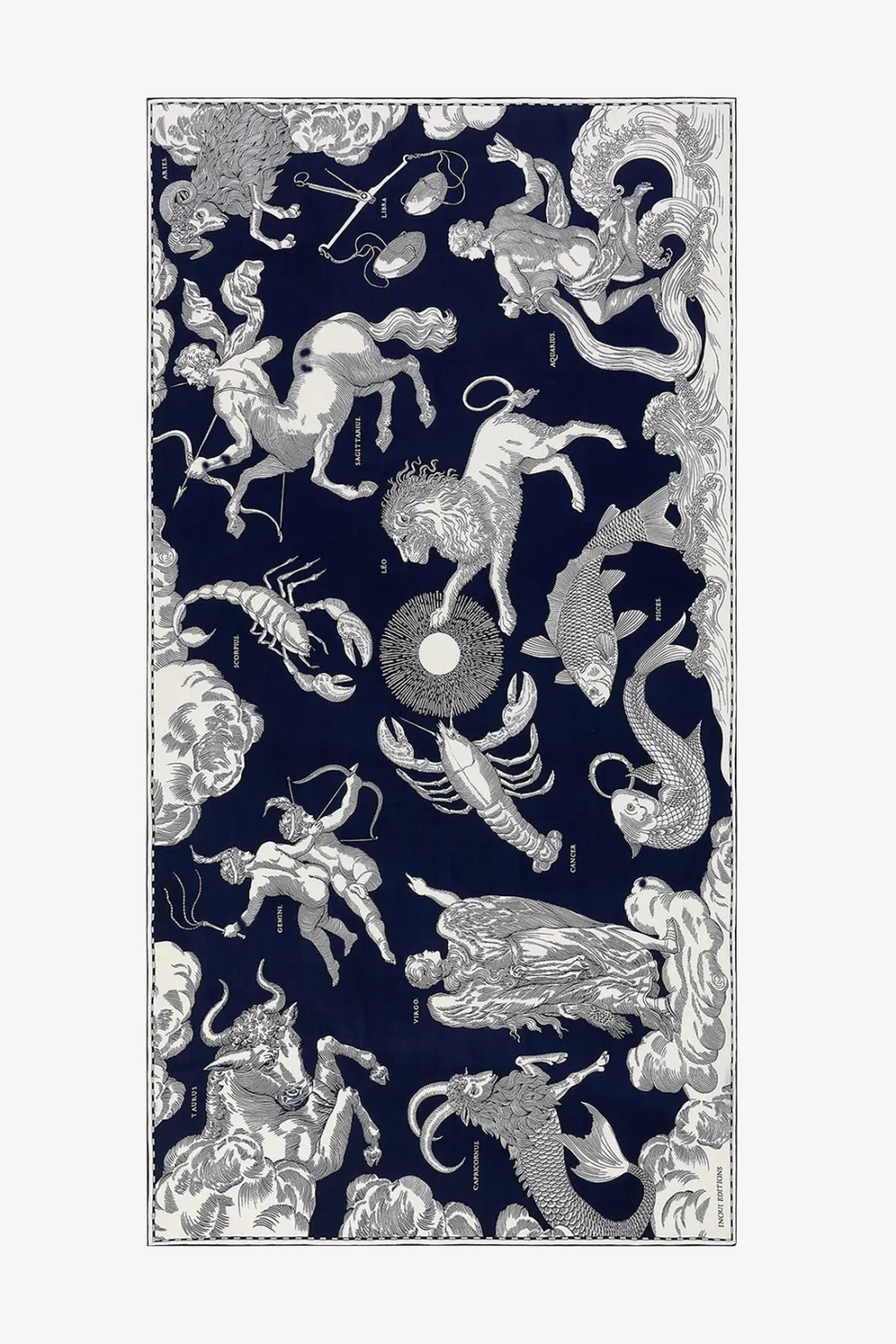 Astrology Scarf in Dark Blue