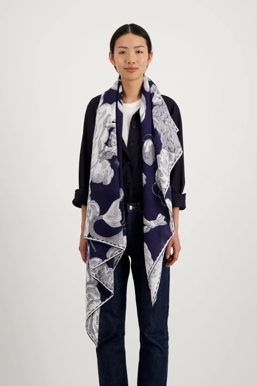 Astrology Scarf in Dark Blue