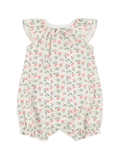 Baby Short Sleeve Floral Romper in White