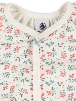 Baby Short Sleeve Floral Romper in White