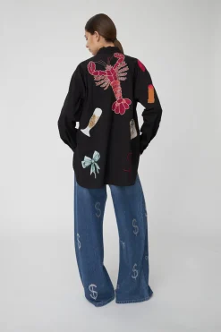 Bead Embellished Shirt in Black