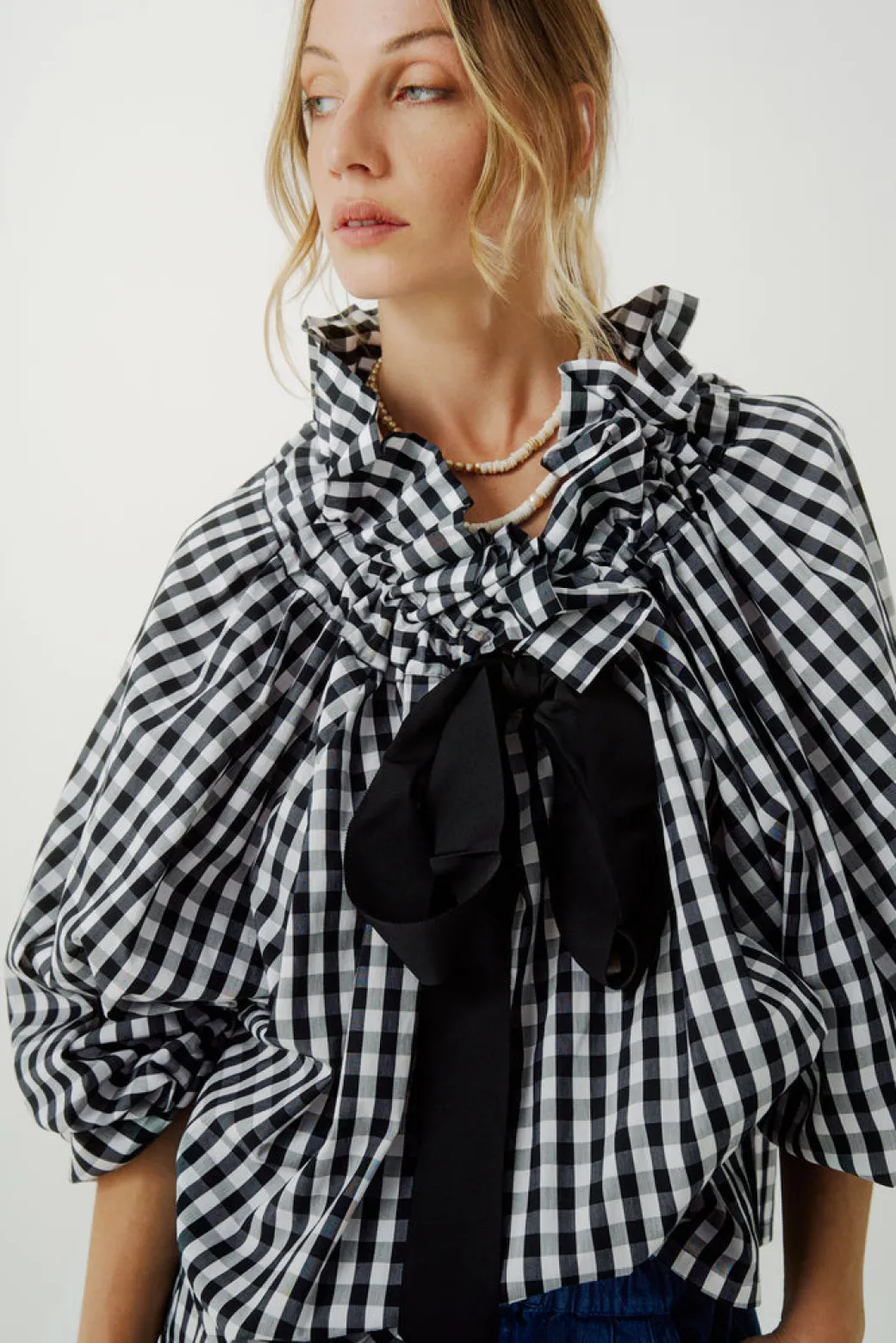 Beautiful Mess Top in Black Gingham Checker
