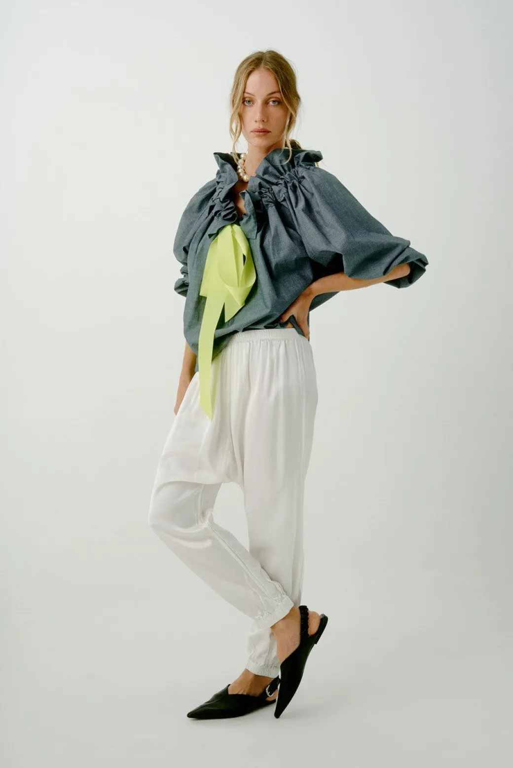 Beautiful Mess Top in Blue Chambray