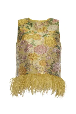 Belmond Top in Floral Matelasse Yellow