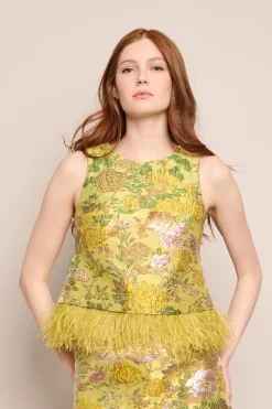 Belmond Top in Floral Matelasse Yellow
