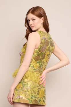 Belmond Top in Floral Matelasse Yellow