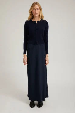 Bias Maxi Skirt in Navy