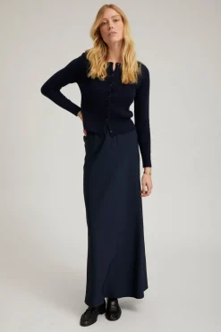 Bias Maxi Skirt in Navy