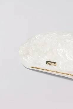 Bridget Oyster Clutch in Pearl