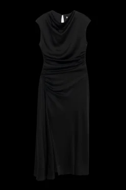 Burke Draped Midi Dress in Black