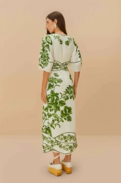 Cascade Short Sleeve Dress in Green Floral