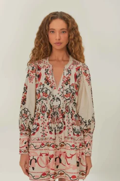 Cashew Mandala Mini Dress in White