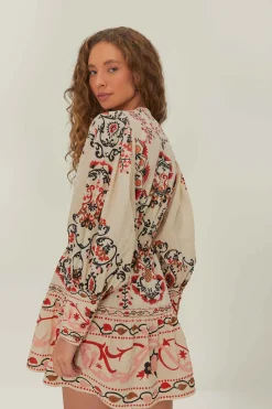 Cashew Mandala Mini Dress in White