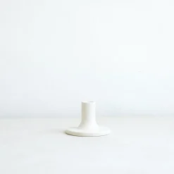 Ceramic Taper Candle Holder in White
