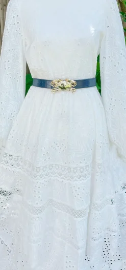 Cesoli Reversible Leather Basket Weave Belt in Minuit/Marlin