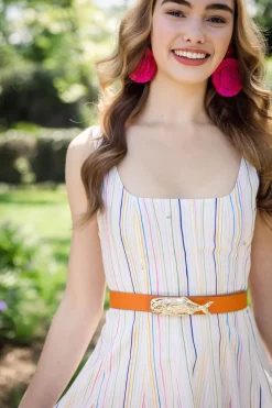 Cesoli Reversible Leather Belt in Mimosa/Chambray