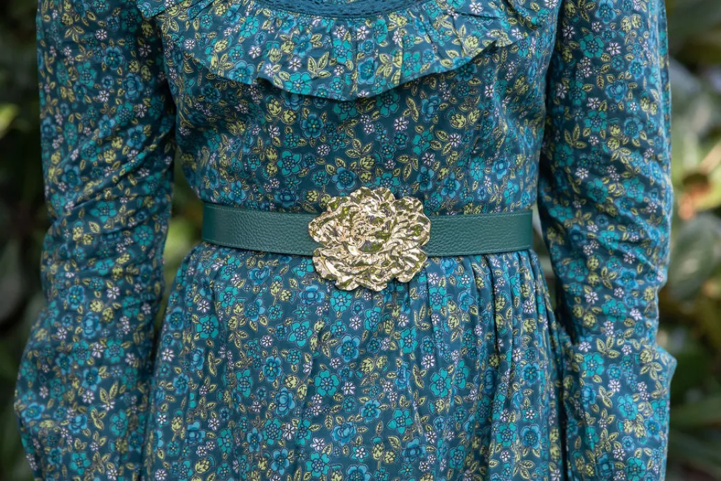 Cesoli Reversible Leather Belt in Emerald/Salut Green