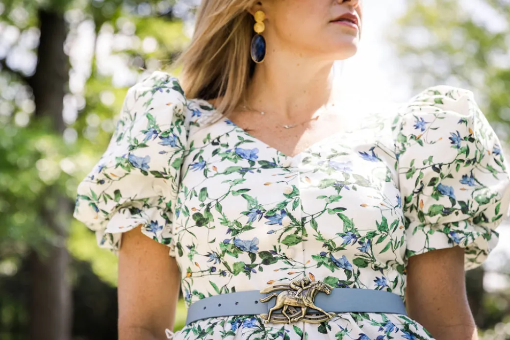 Cesoli Reversible Leather Belt in Mimosa/Chambray