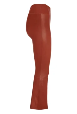 Cropped Flare Leather Leggings in Cognac