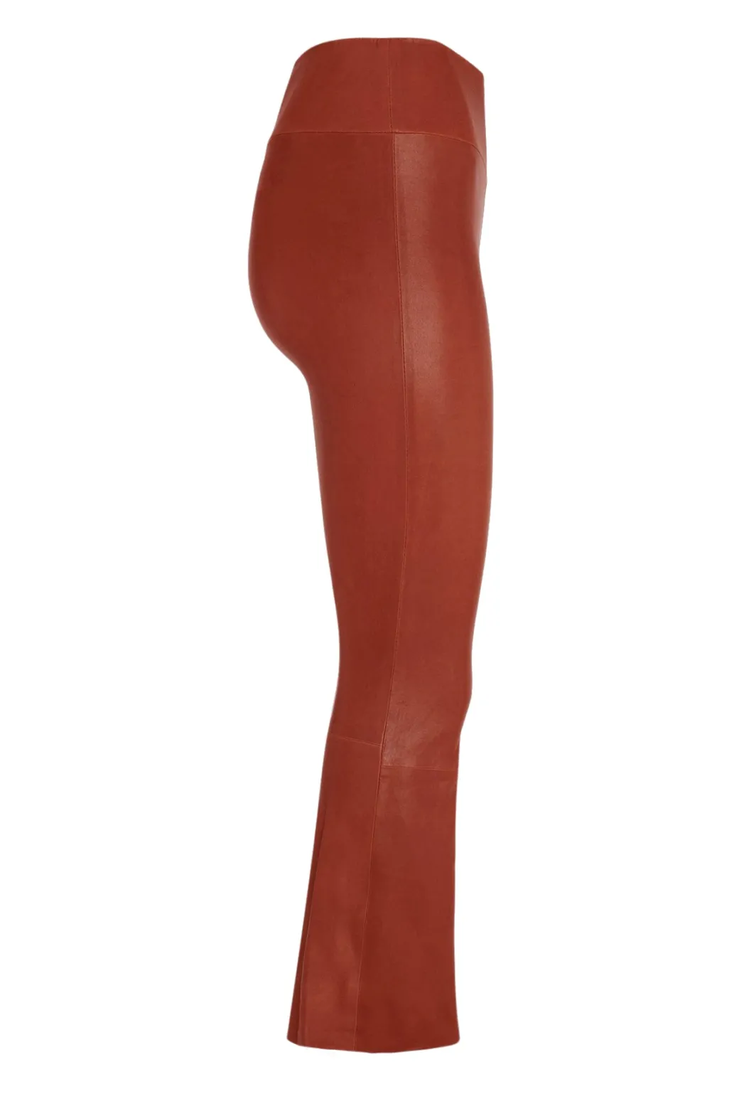 Cropped Flare Leather Leggings in Cognac
