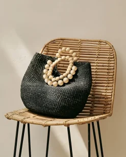 Cuebe Beaded Handbag in Black