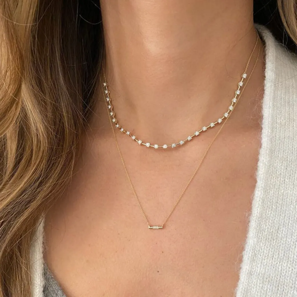 Cynthia Rose Dome Bar Necklace in Yellow Gold