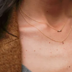 Cynthia Rose Dome Bar Necklace in Yellow Gold