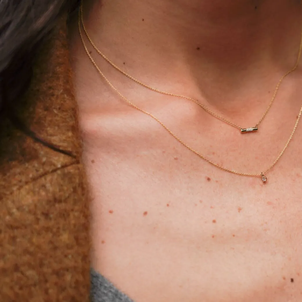 Cynthia Rose Dome Bar Necklace in Yellow Gold