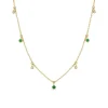 Dangling Alternating Emerald and Diamond Necklace in Yellow Gold