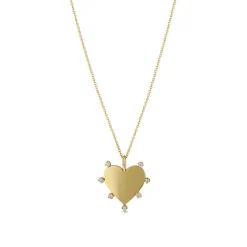 7 Diamond Heart Necklace in Yellow Gold