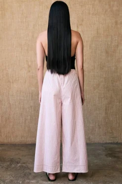 Drawstring Pant in Pink Stripe