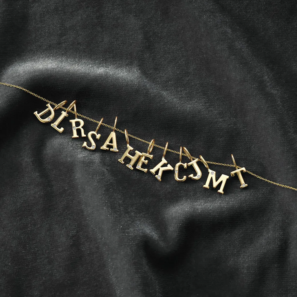 DRD Initial Charm in Yellow Gold