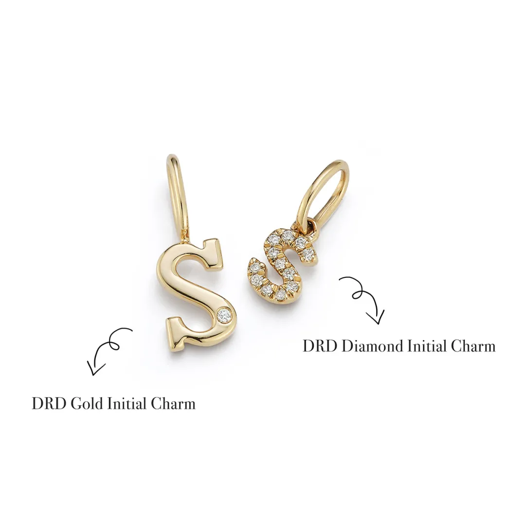 DRD Initial Charm in Yellow Gold