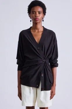 Drippy Tissue Cardigan in Deep Espresso