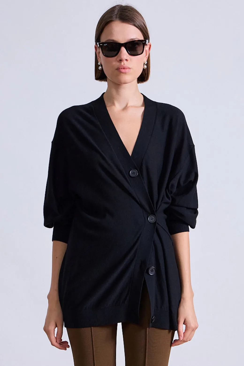 Drippy Tissue Cardigan in Black