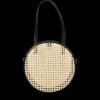 Emila Round Handbag in Black Rattan