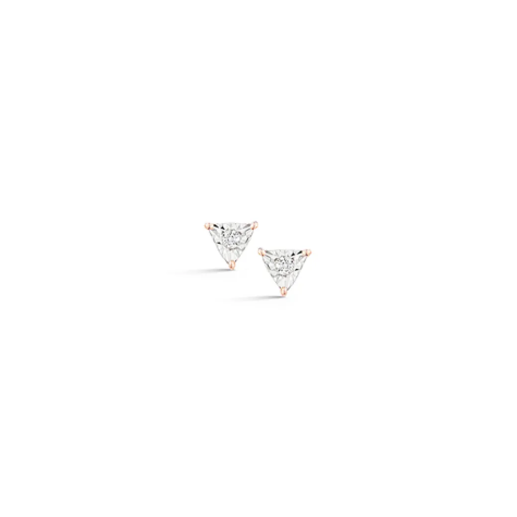 Emily Sarah Mini Triangle Studs in Rose Gold