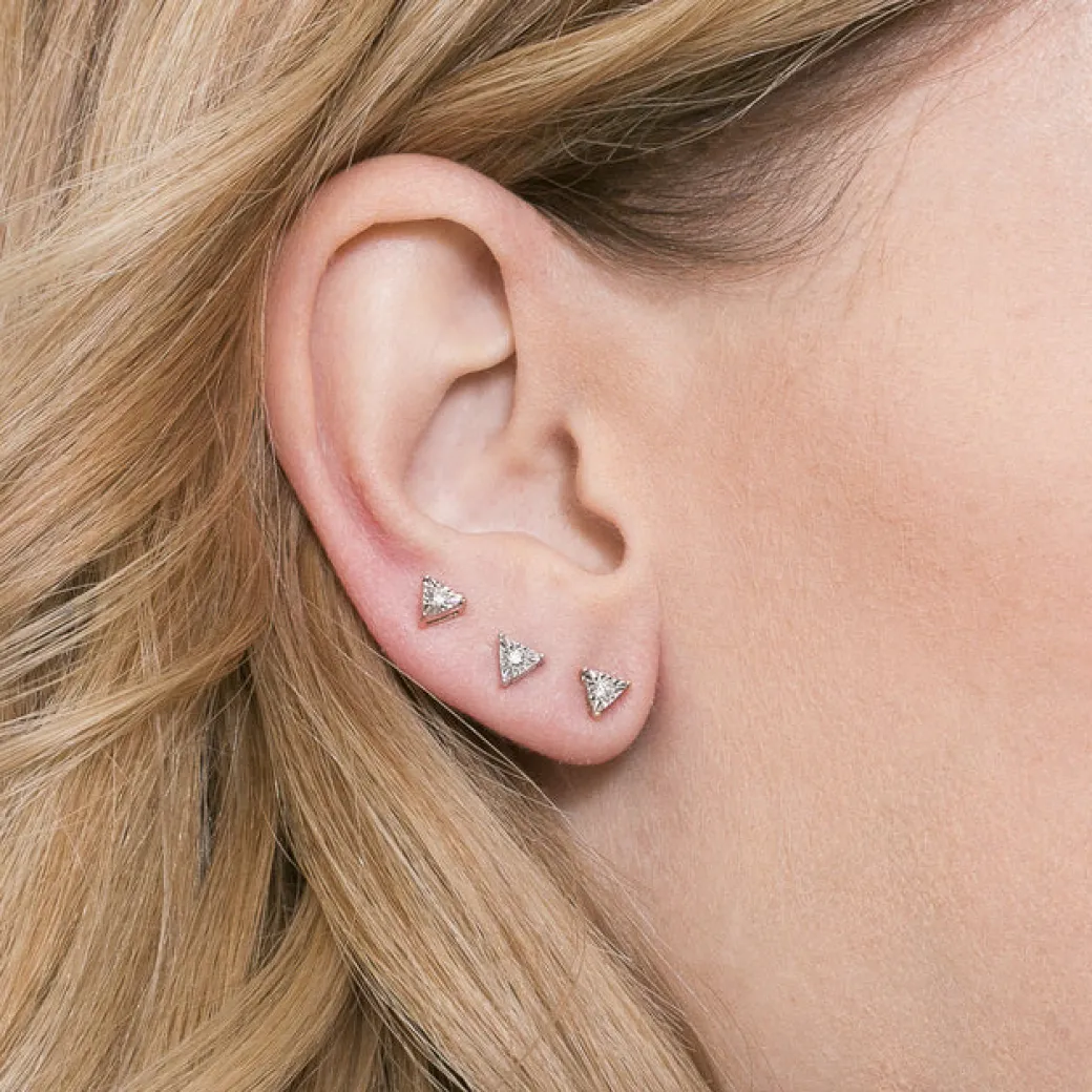 Emily Sarah Mini Triangle Studs in Rose Gold