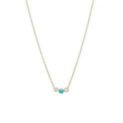 Graduated Diamond and Turquoise Bar Necklace in Yellow Gold