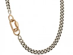 Heavy Curb Chain Necklace in Silver and Rose Gold
