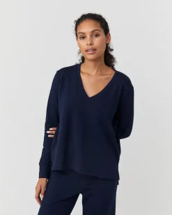 Houston Long Sleeve Tee in Navy