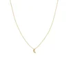 Itty Bitty Diamond Crescent Moon Necklace in Yellow Gold