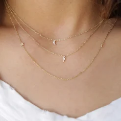Itty Bitty Diamond Crescent Moon Necklace in Yellow Gold
