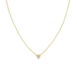 Itty Bitty Diamond Heart Necklace in Yellow Gold