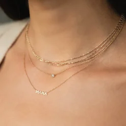 Itty Bitty MAMA Necklace in Yellow Gold