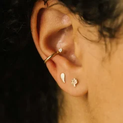 Itty Bitty Mushroom Stud in Yellow Gold