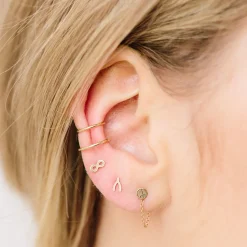 Itty Bitty Wishbone Stud in Yellow Gold