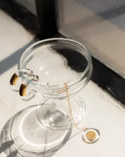 23K Gilded Block Hoops in Clear